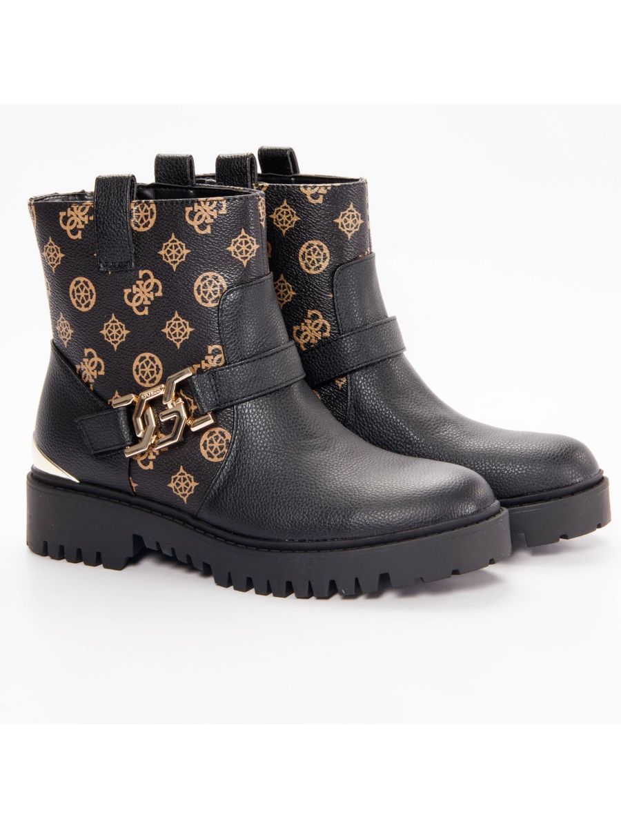 Chunky Biker-Boots mit Logo-Muster