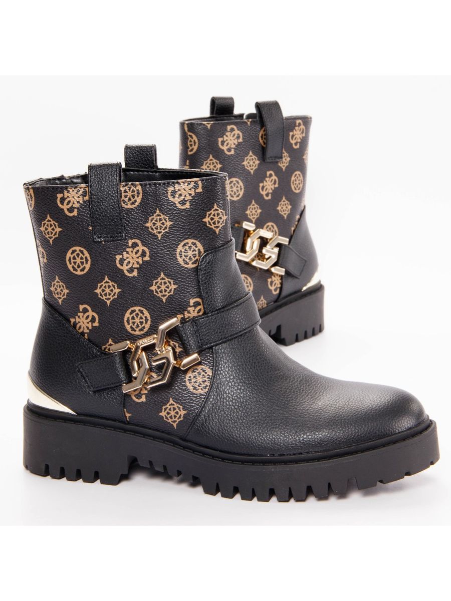 Chunky Biker-Boots mit Logo-Muster