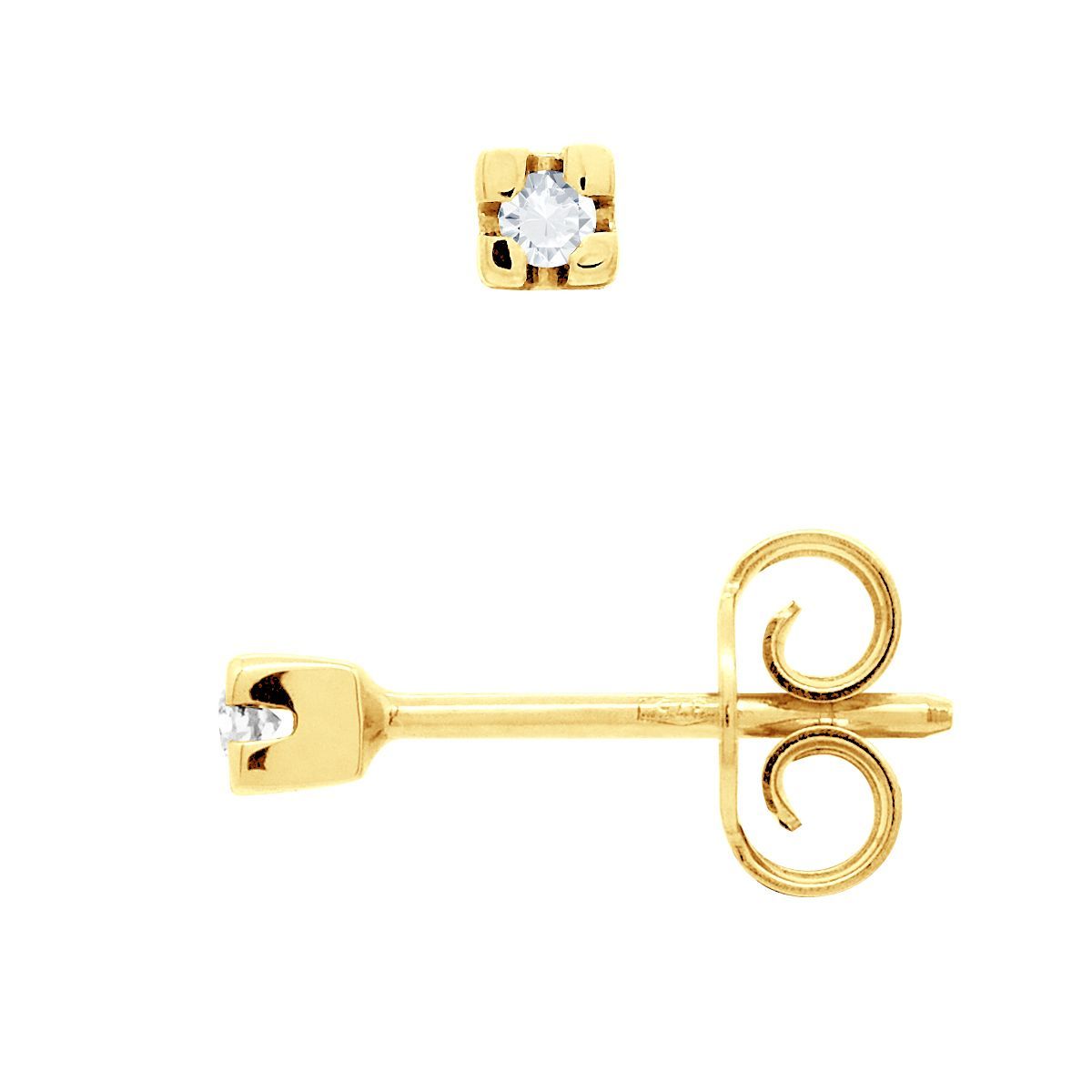 Solitär-Diamantstecker aus Gelbgold