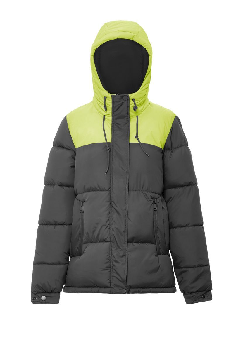 Zweifarbige Steppjacke mit Kapuze