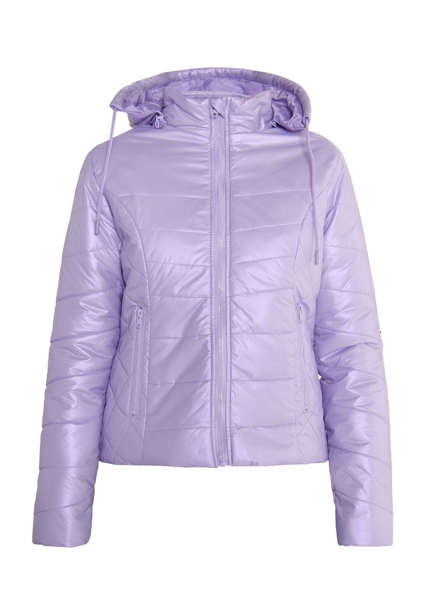 Schimmernde Steppjacke mit Kapuze