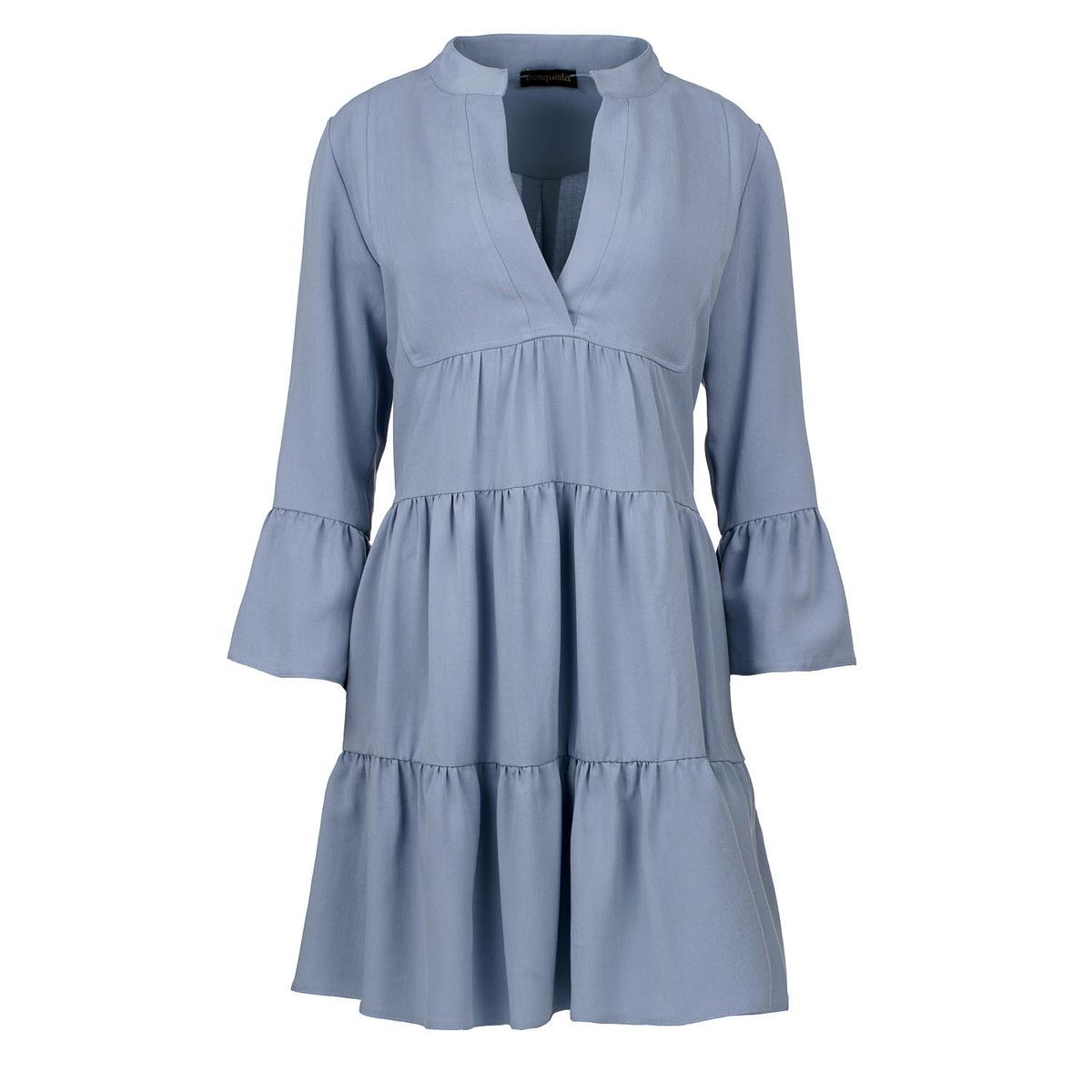 Gestuftes A-Linien-Minikleid mit Glockenärmeln