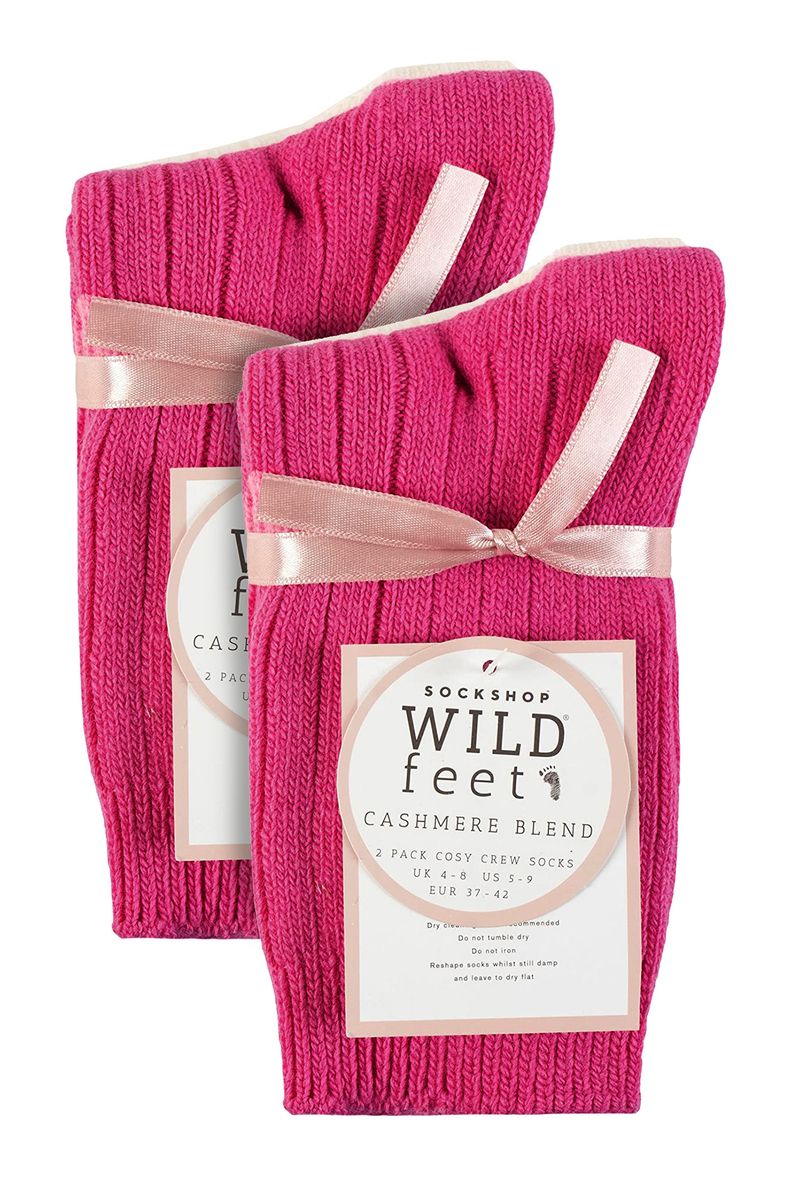 Gerippte Kaschmir-Mischung Crew-Socken