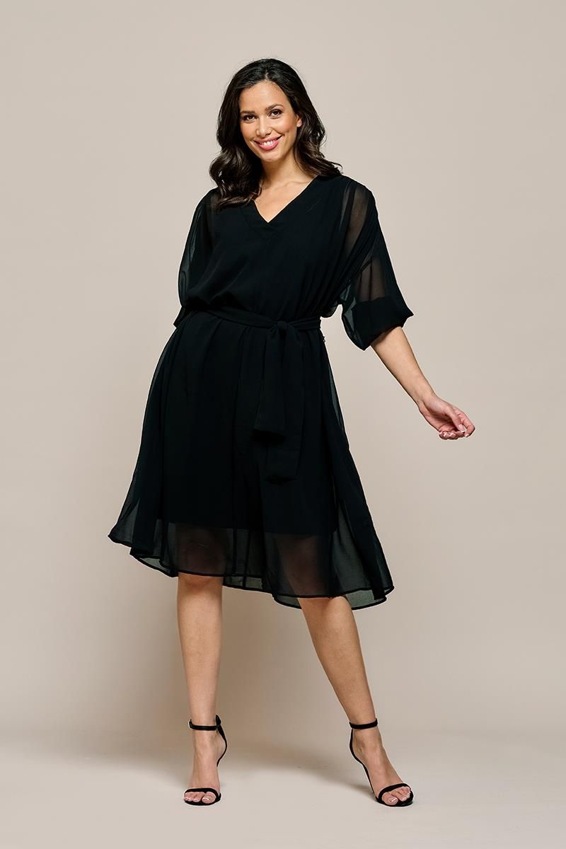 Fließender Chiffon-Kaftan mit Gürtel