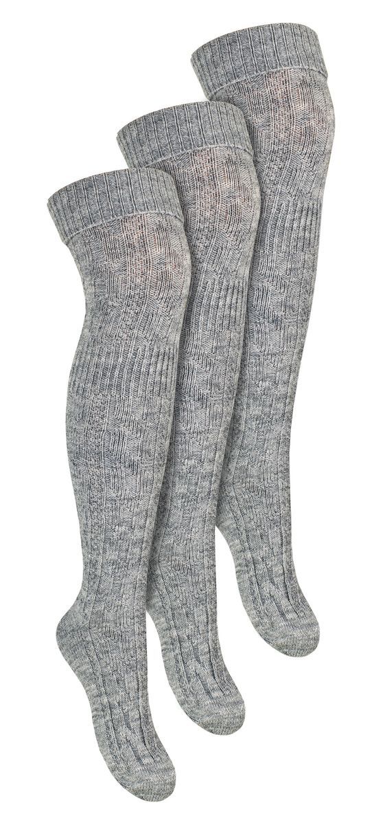 Overknee-Wollmischsocken im Dreierpack