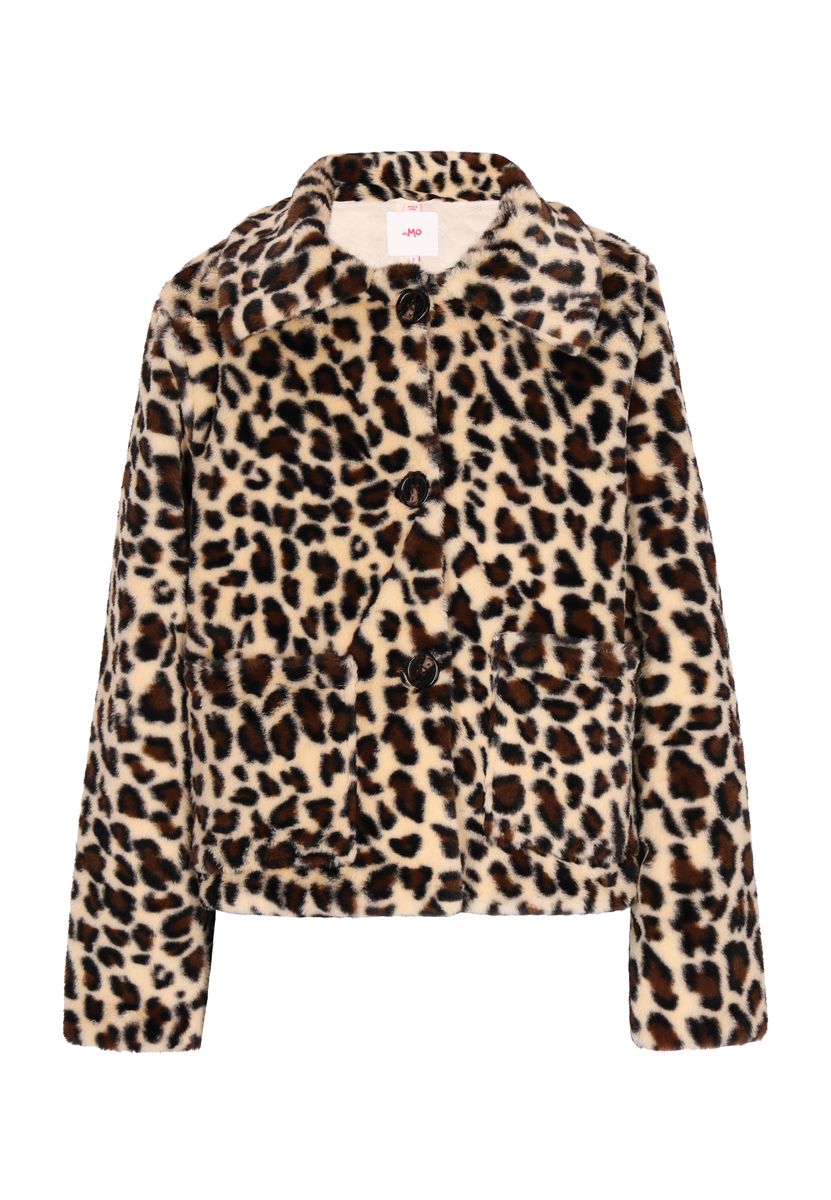 Faux-Fur-Jacke mit Leopardenmuster