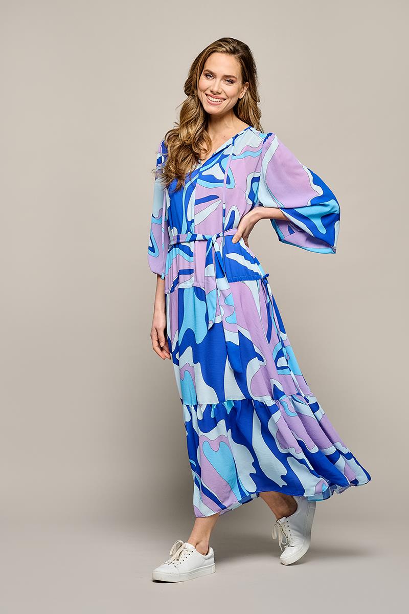 Grafisches Midi-Kleid mit Retro-Print