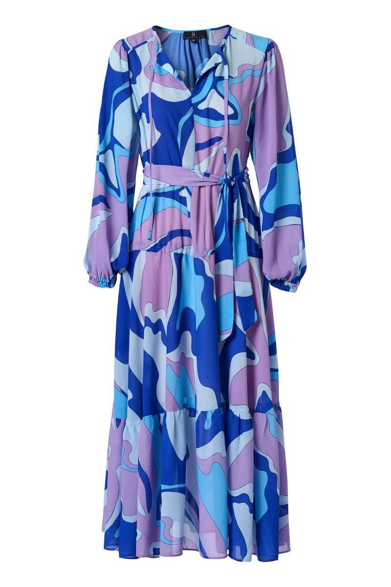 Grafisches Midi-Kleid mit Retro-Print