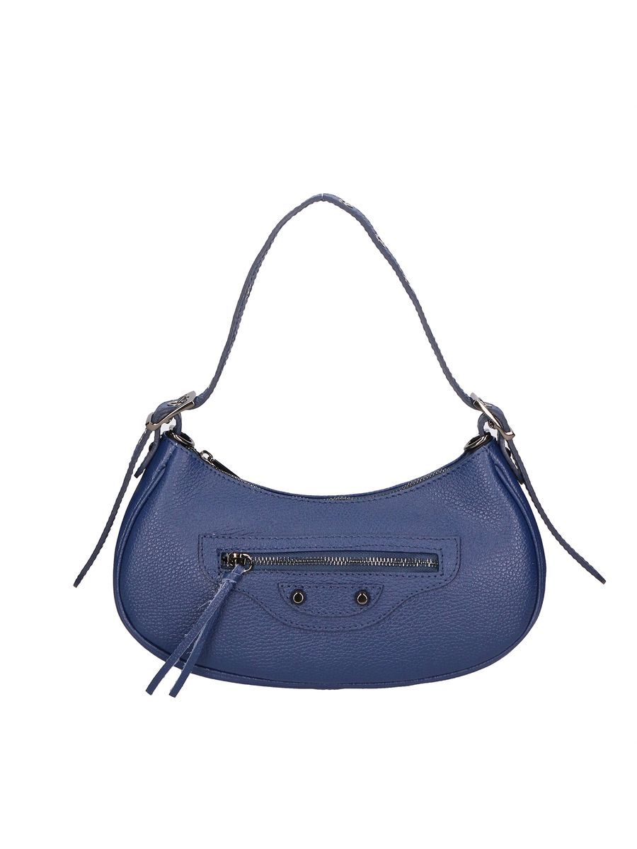 Halbmondförmige Schultertasche aus genarbtem Leder