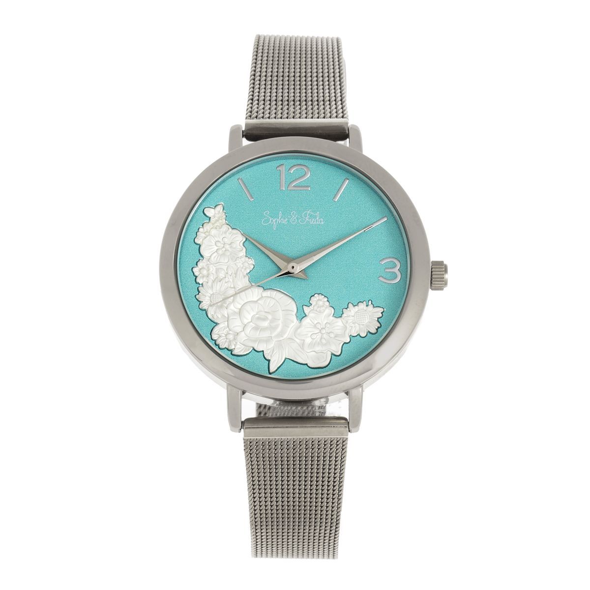 Elegante Uhr mit 3D-Blumendekor