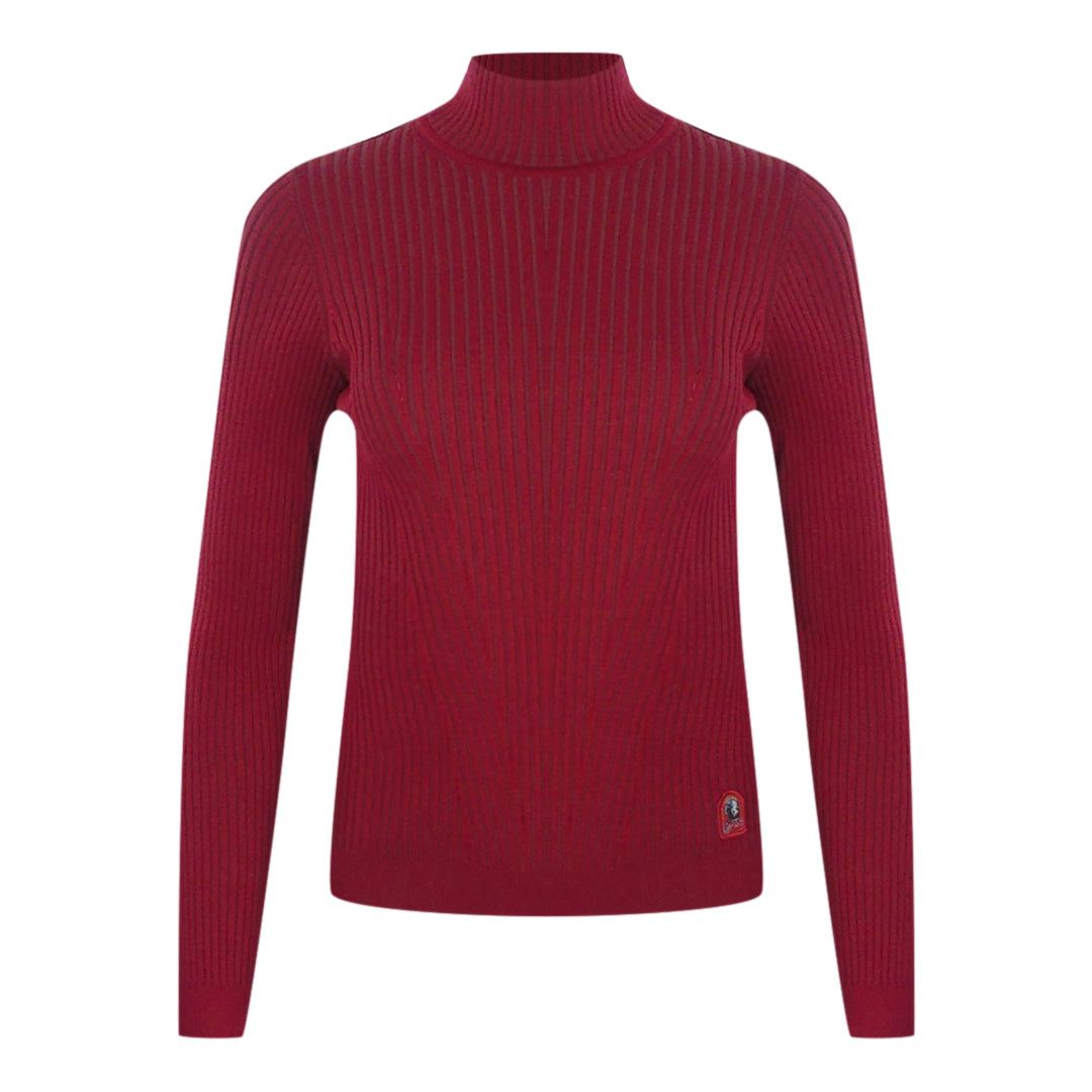 Gerippter Strickpullover mit Stehkragen