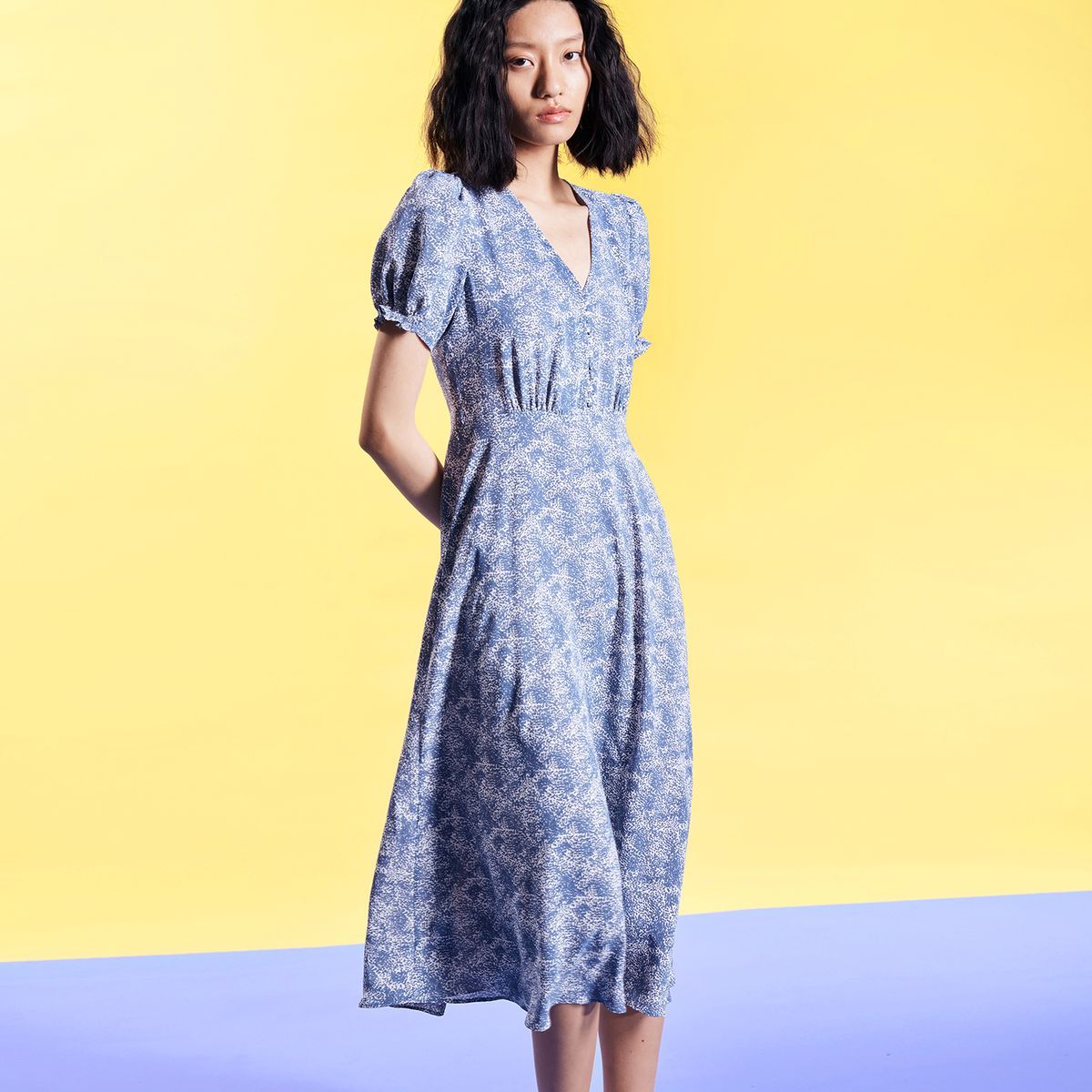 Empire-Midikleid mit Liberty-Print