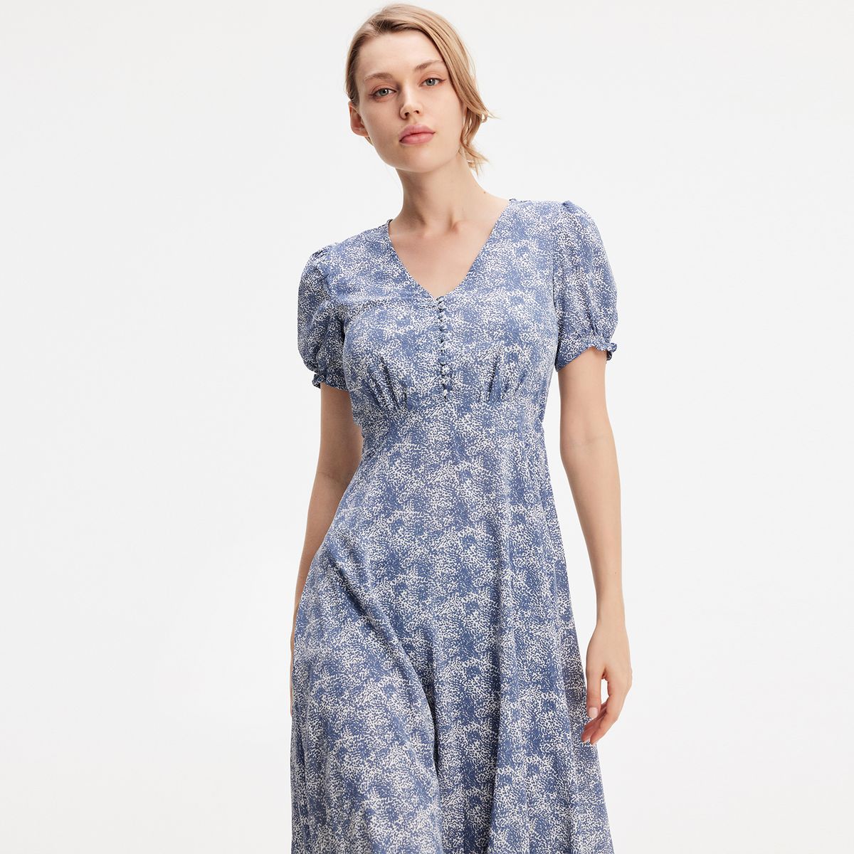 Empire-Midikleid mit Liberty-Print