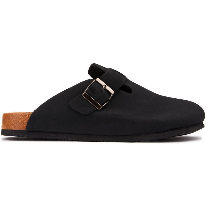 Clogs aus Wildlederimitat mit Korksohle