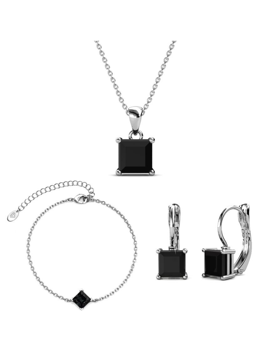 Minimalistisches quadratisches Kristall-Schmuckset