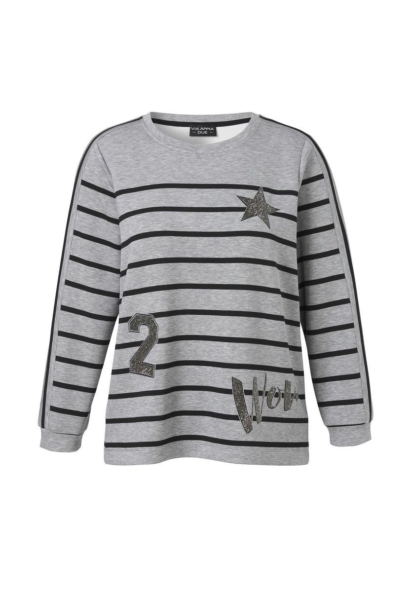 Gestreiftes Sweatshirt mit Strass-Motiven