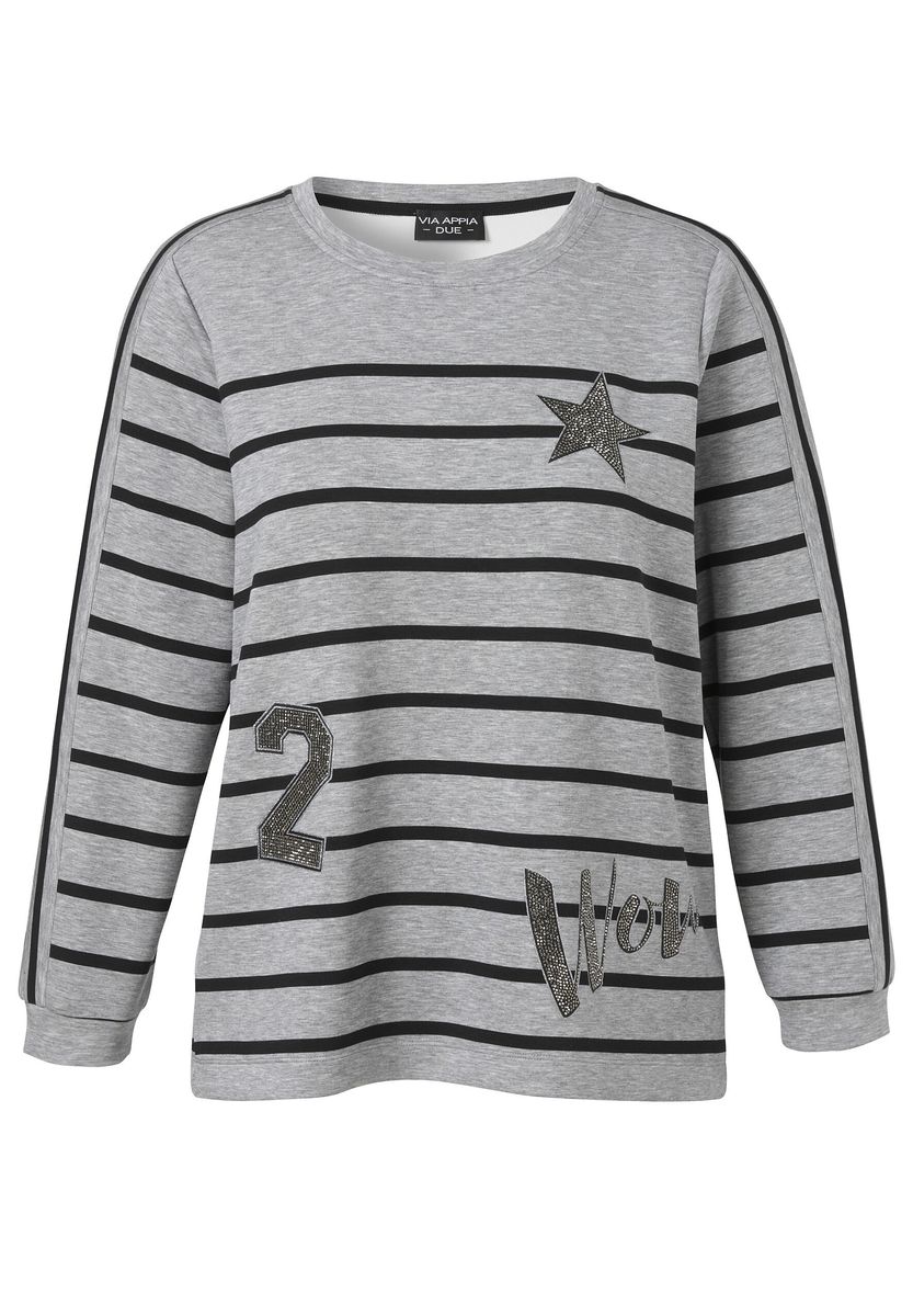 Gestreiftes Sweatshirt mit Strass-Motiven
