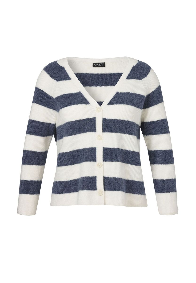 Gestreifte Feinstrickjacke mit Knöpfen