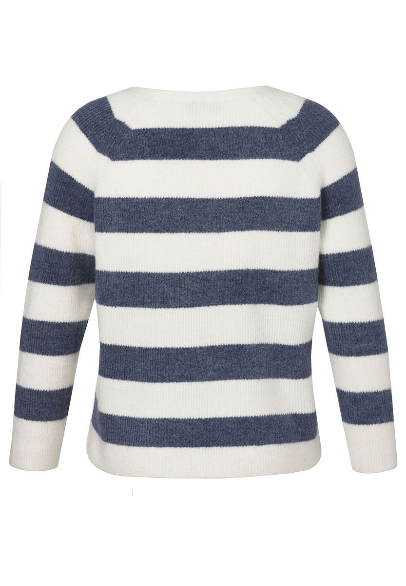 Gestreifte Feinstrickjacke mit Knöpfen