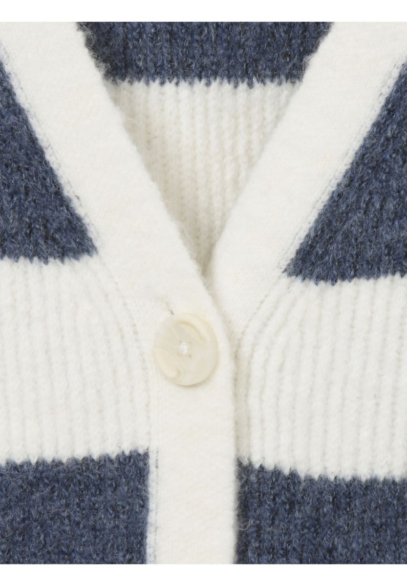 Gestreifte Feinstrickjacke mit Knöpfen