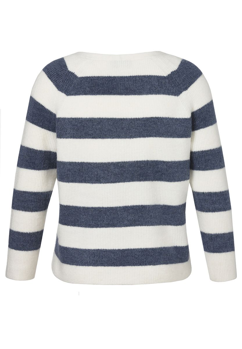 Gestreifte Feinstrickjacke mit Knöpfen