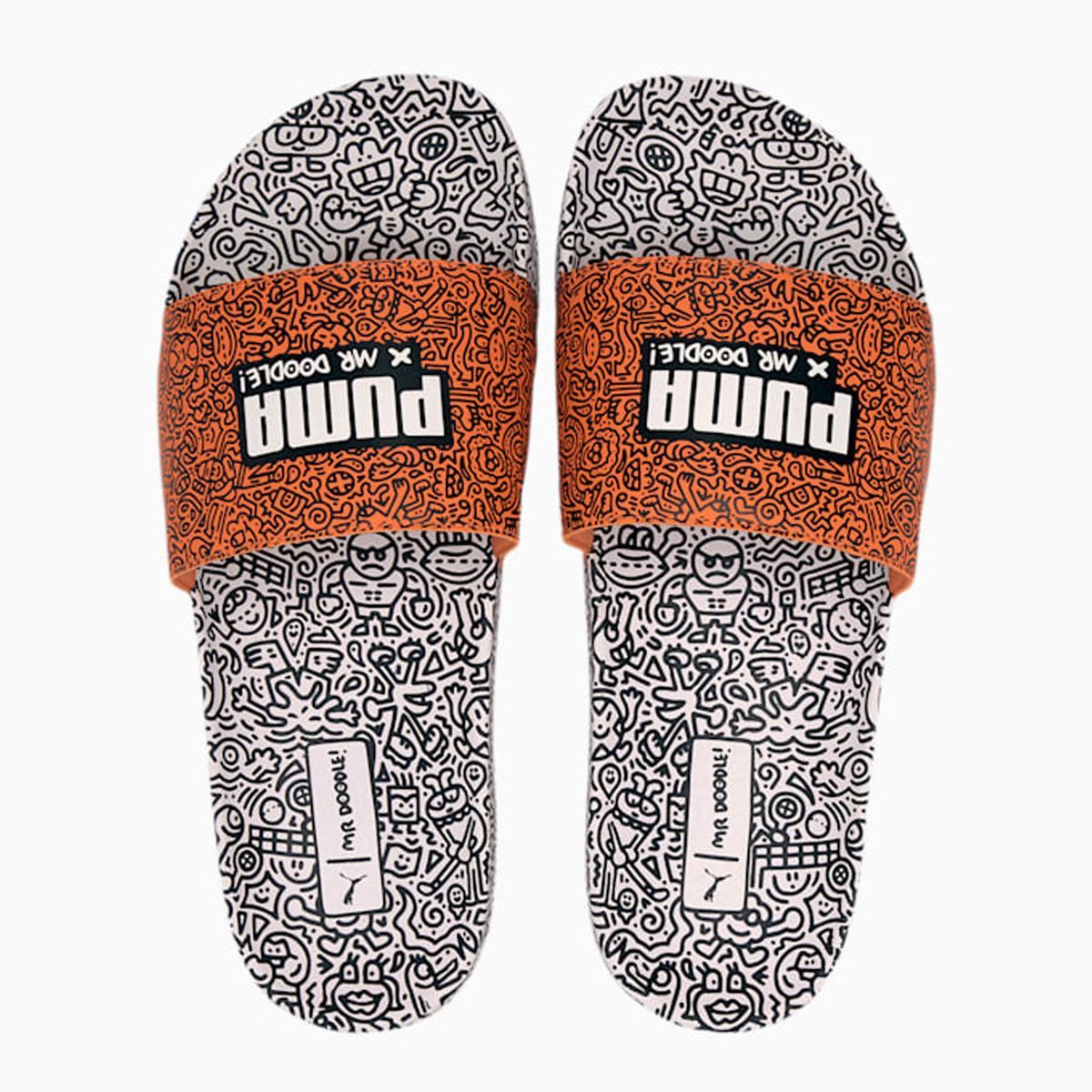 Grafische Slipper mit Doodle-Print