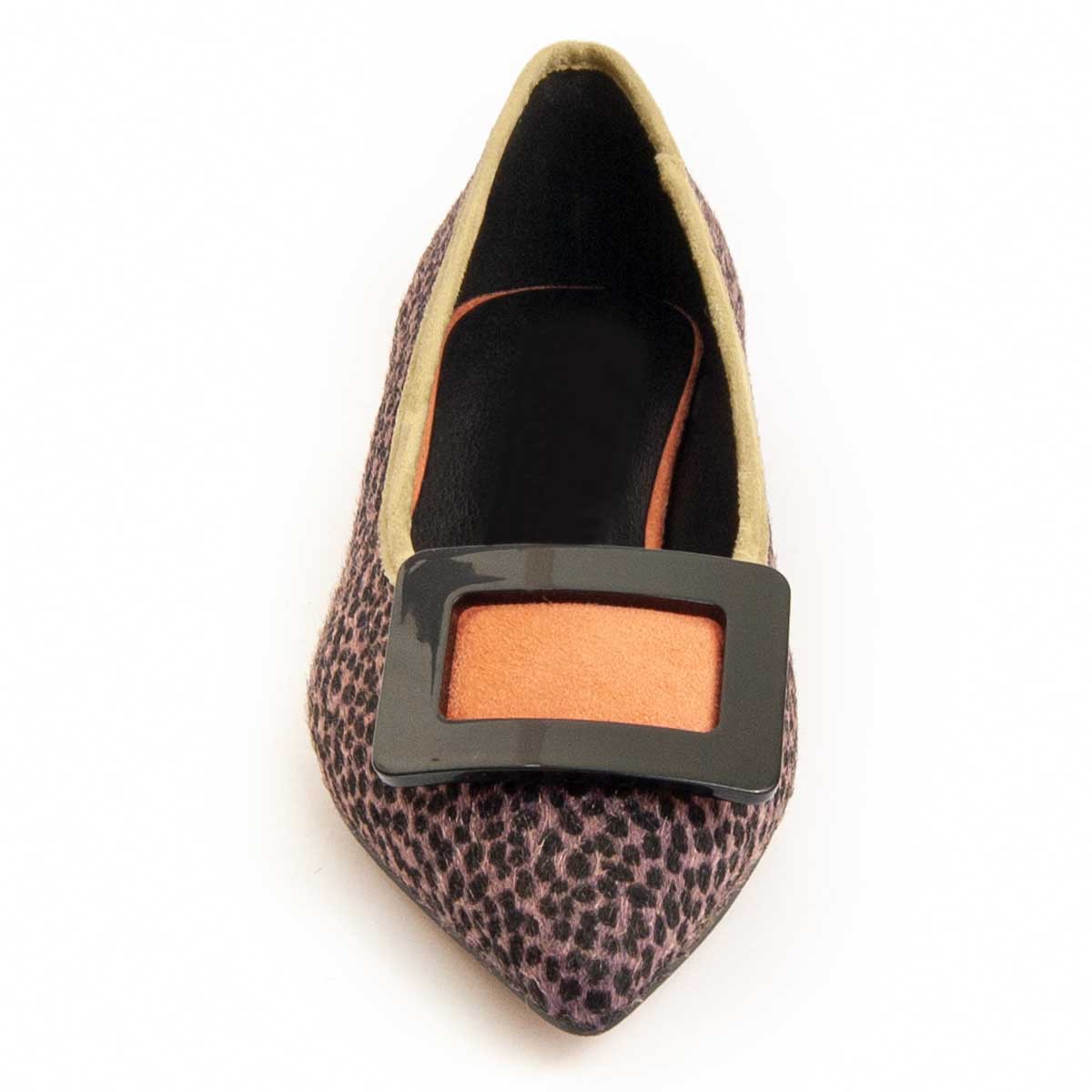 Ballerinas mit Schnalle und Animal-Print