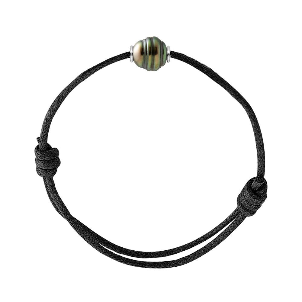 Tahiti-Perle Armband mit schwarzer Kordel