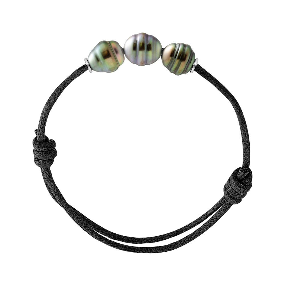 Tahiti-Perle Armband mit schwarzer Kordel