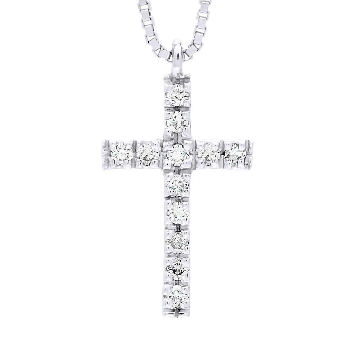 Diamantbesetzte Halskette mit Kreuzanhänger