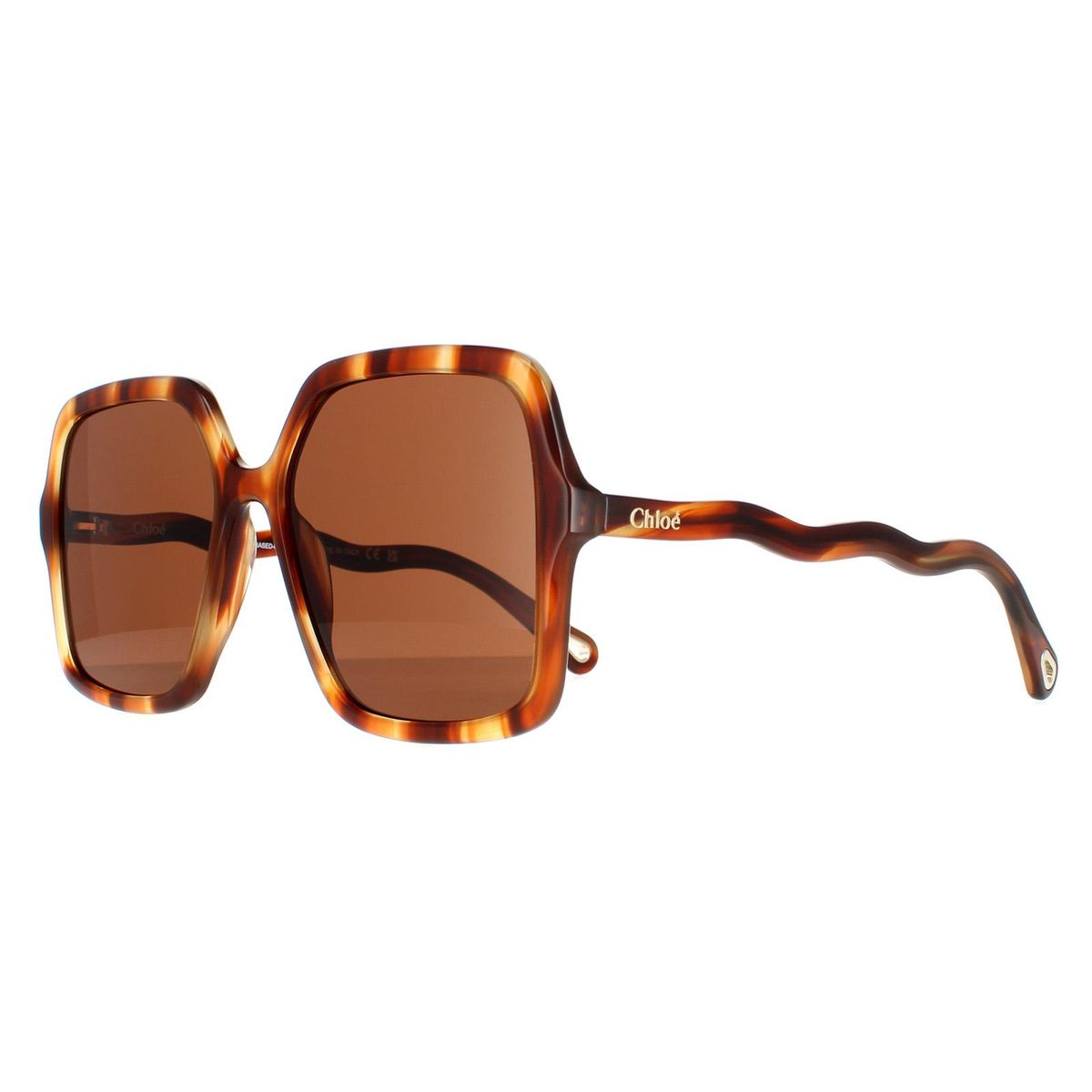 Übergroße quadratische Sonnenbrille mit Wellenbügeln