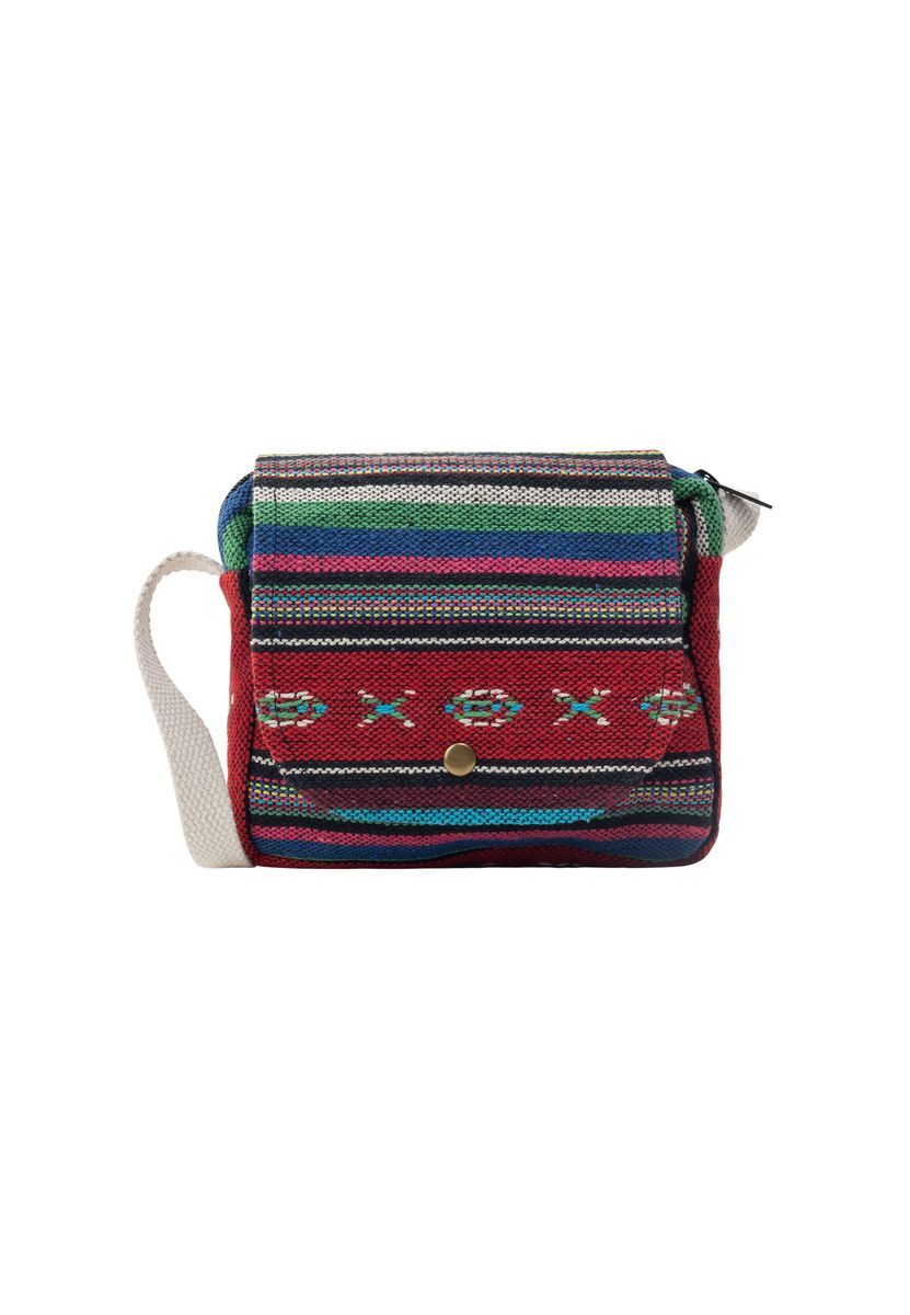 Gewebte Crossbody-Tasche mit Ethno-Muster