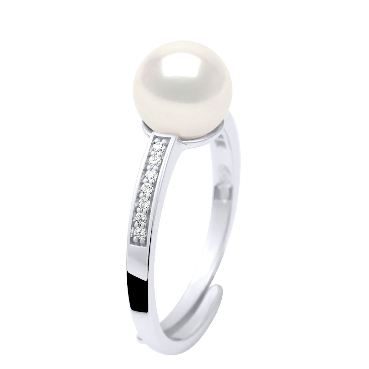 Verstellbarer Perlen- und Zirkonia-Ring