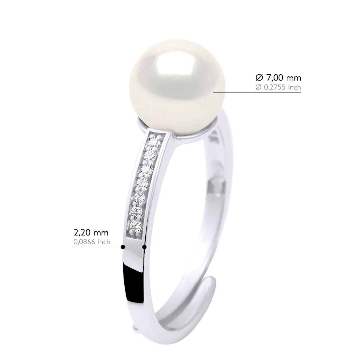 Verstellbarer Perlen- und Zirkonia-Ring