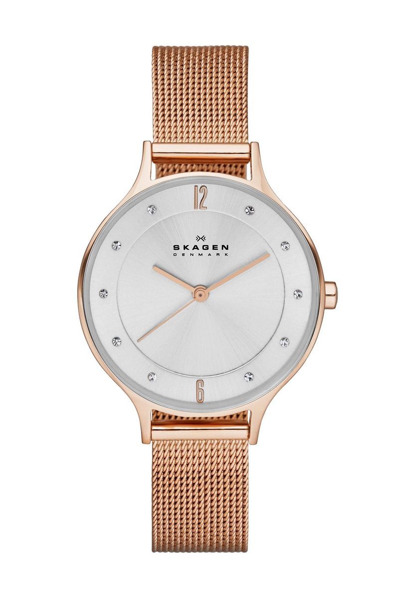 Elegante roségoldene Mesh-Armbanduhr