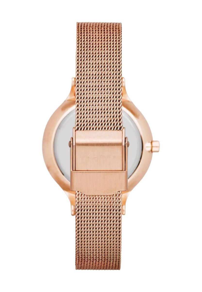Elegante roségoldene Mesh-Armbanduhr