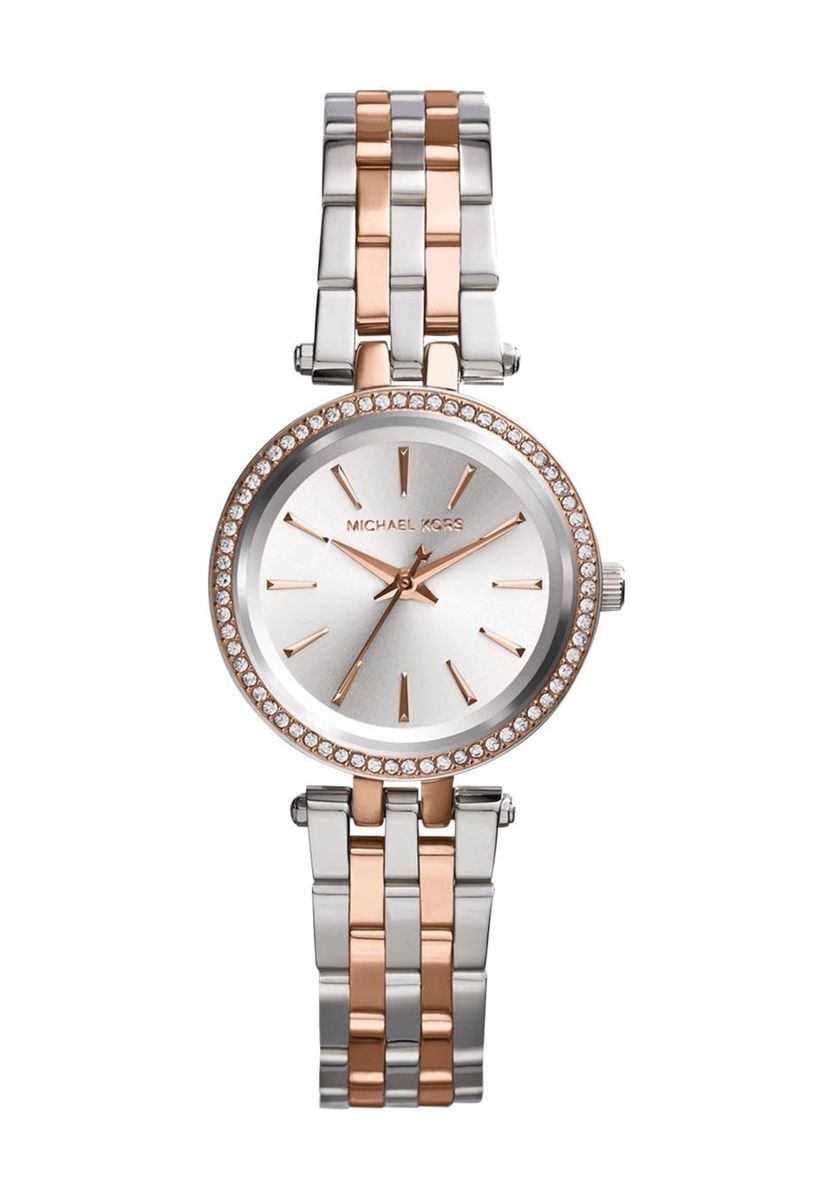 Elegante Bicolor-Uhr mit Kristalllünette