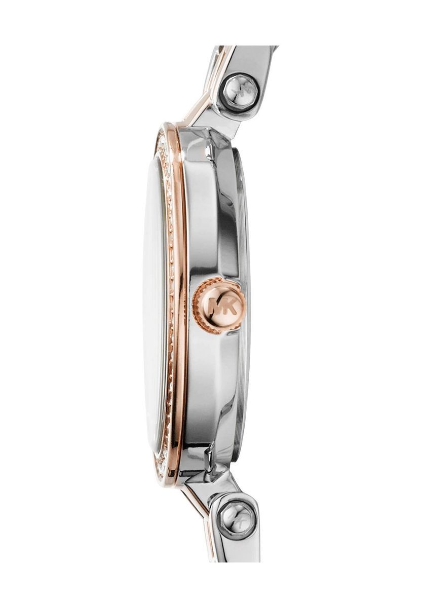 Elegante Bicolor-Uhr mit Kristalllünette