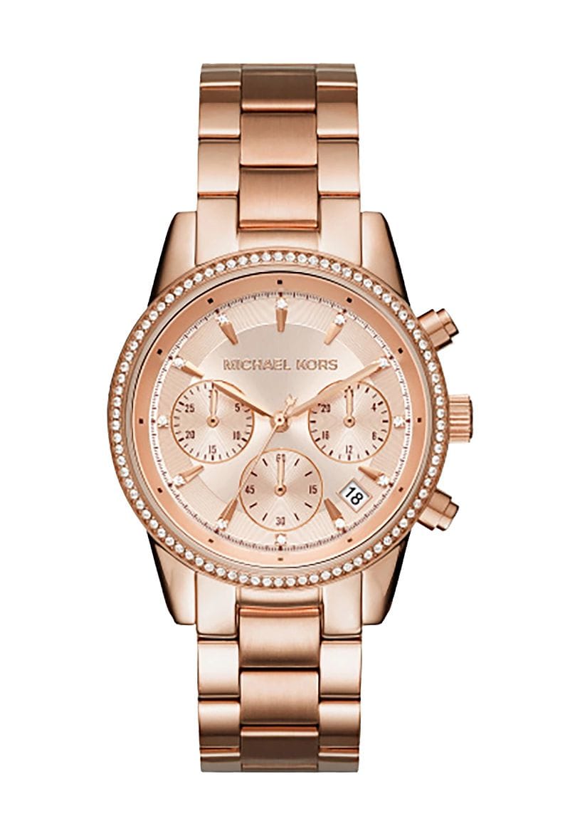 Kristallbesetzter Chronograph in Roségold