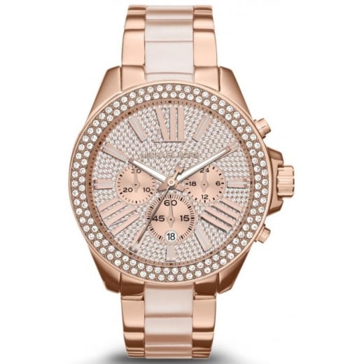 Elegante Chronograph-Uhr mit Pavé-Besatz