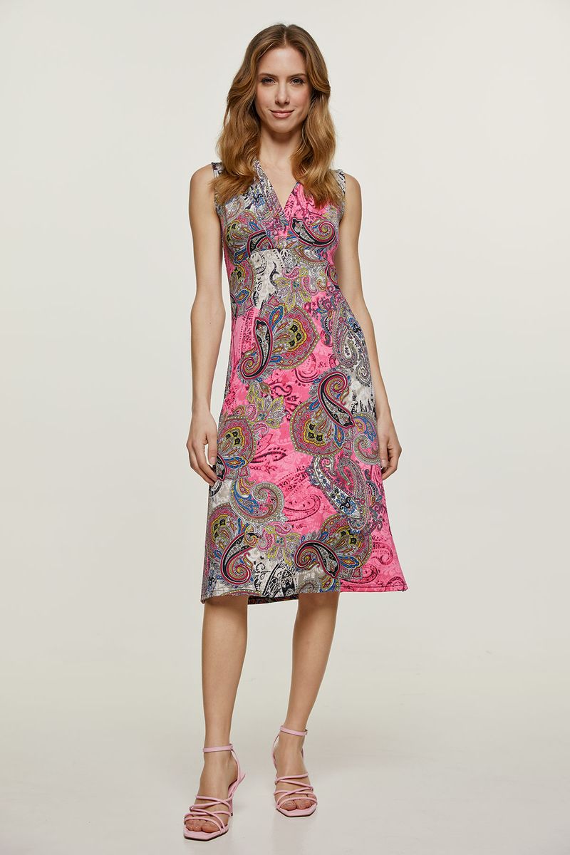 Paisley-Print Kleid in Empire-Linie