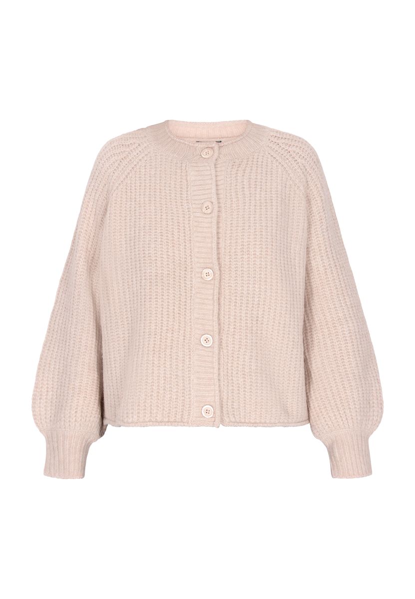 Strukturierter Strick-Cardigan mit Puffärmeln