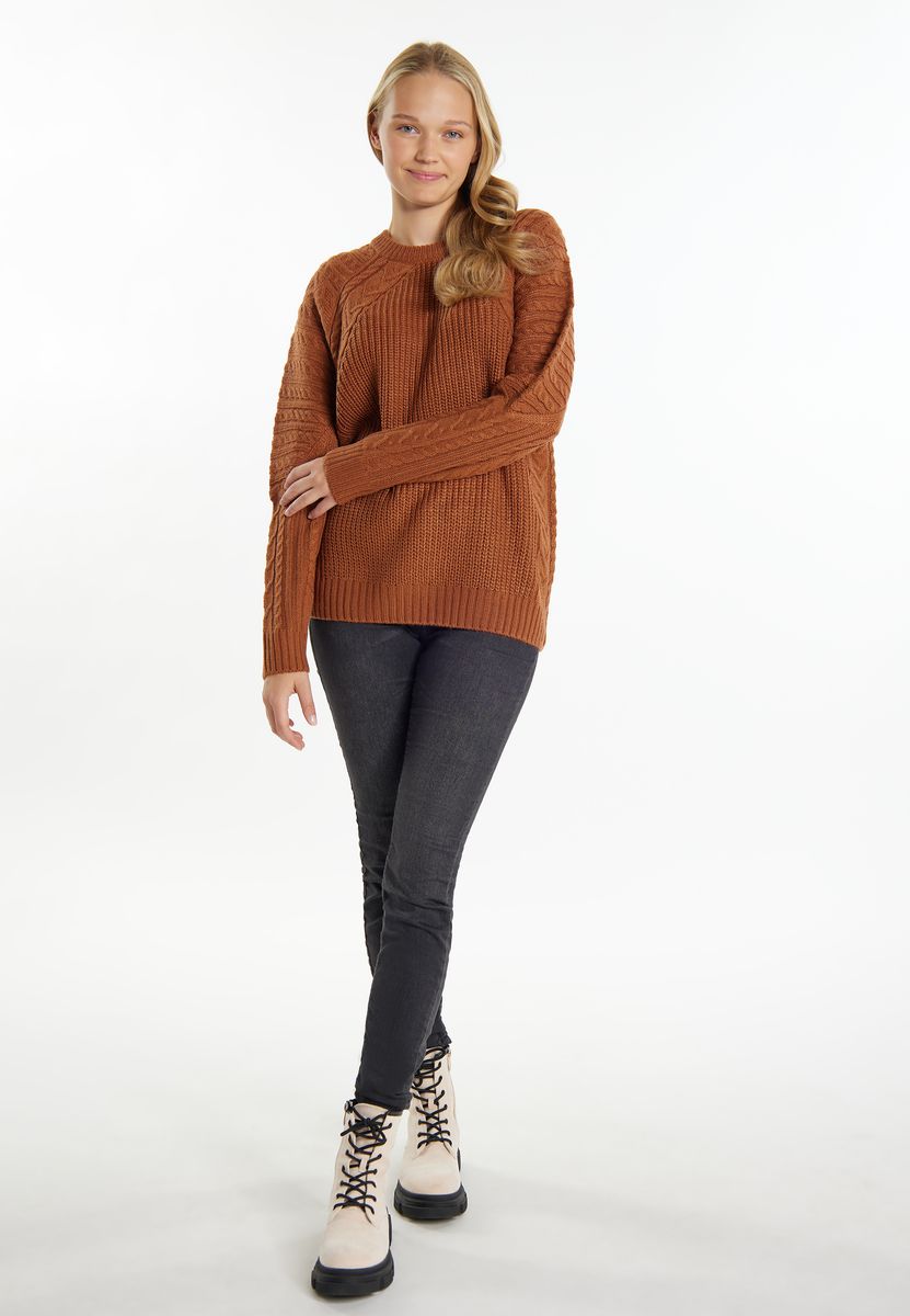 Strukturierter Raglanpullover mit Zopfmuster