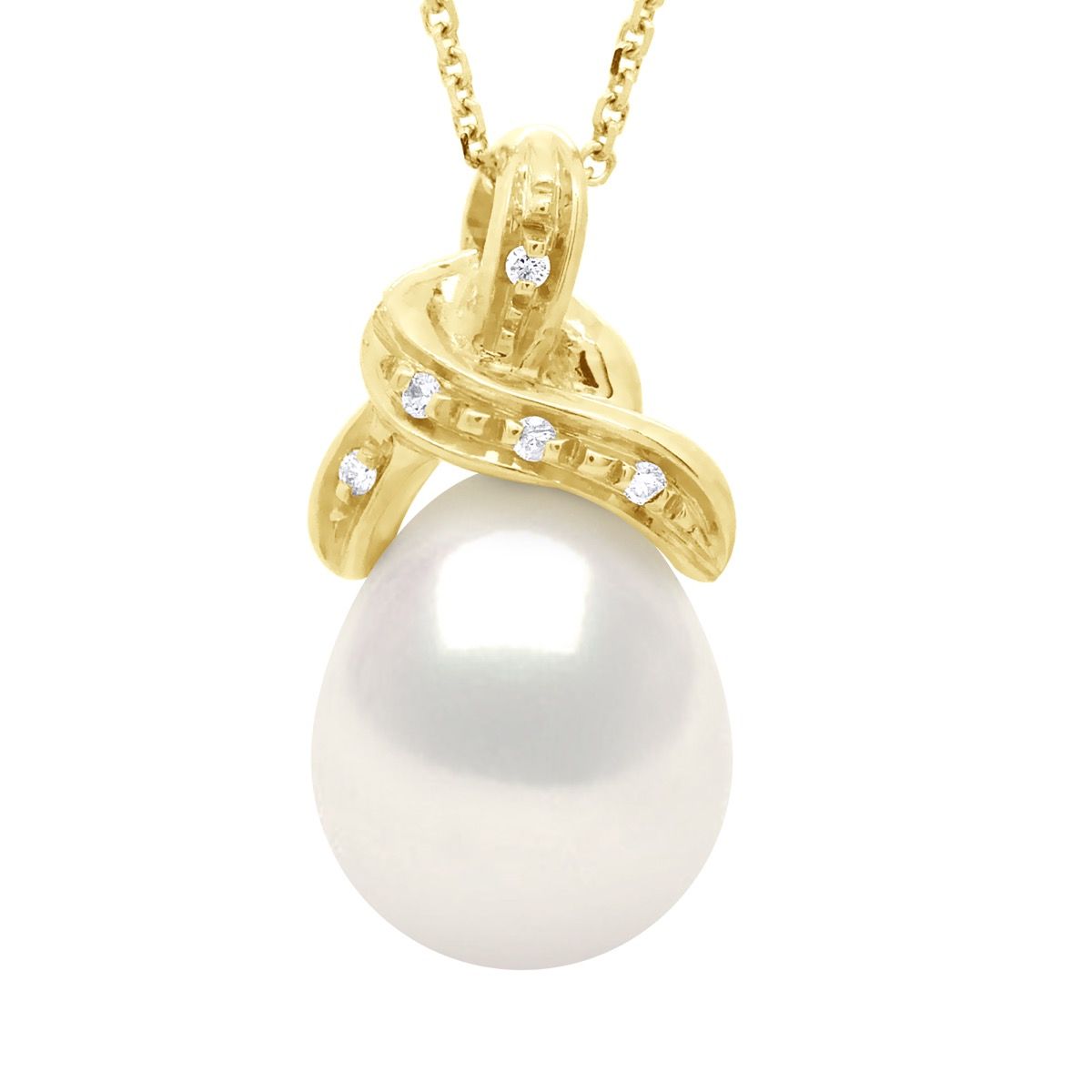 Knoten-Halskette mit Perle und Diamanten