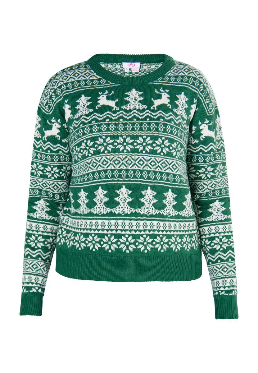 Festlicher Rentier- und Schneeflocken-Pullover