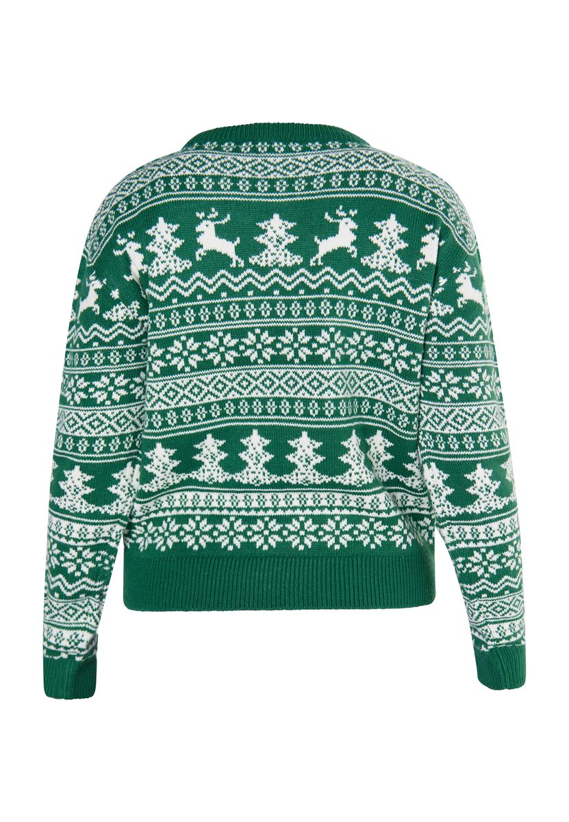 Festlicher Rentier- und Schneeflocken-Pullover