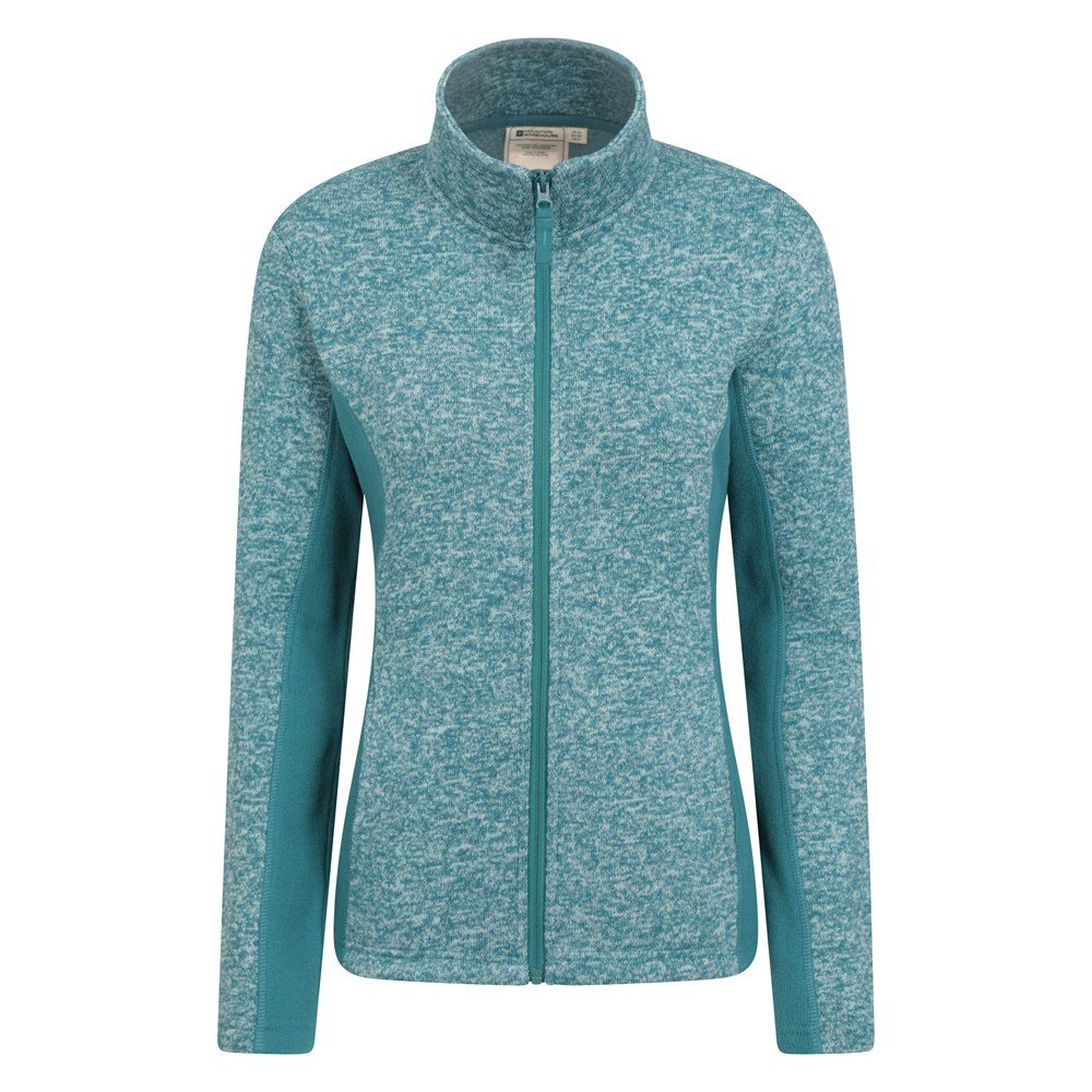 Melange-Fleecejacke mit seitlichen Einsätzen