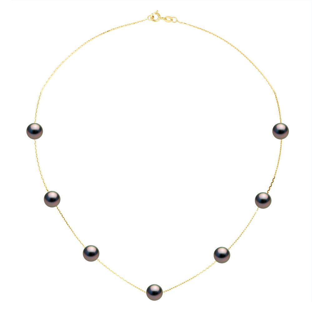 Halskette mit Tahiti-Zuchtperlen und Gold