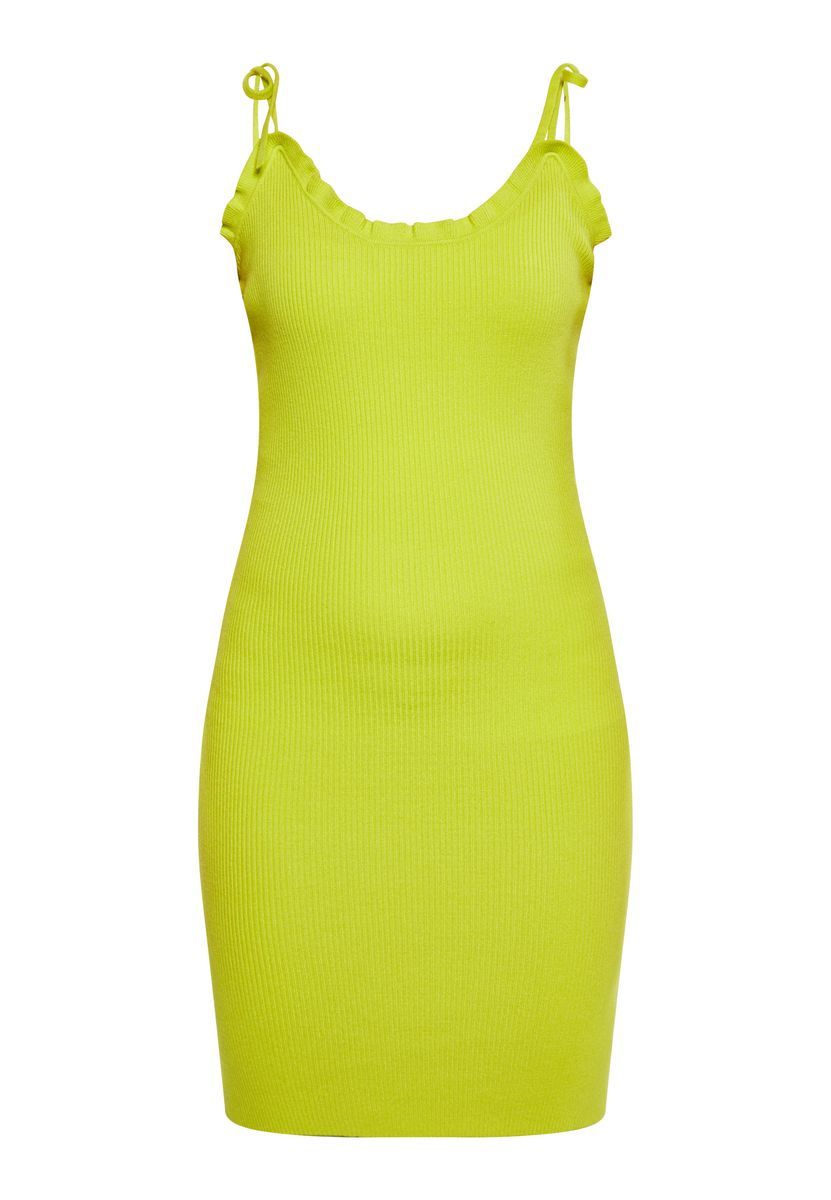 Geripptes Minikleid mit Rüschen