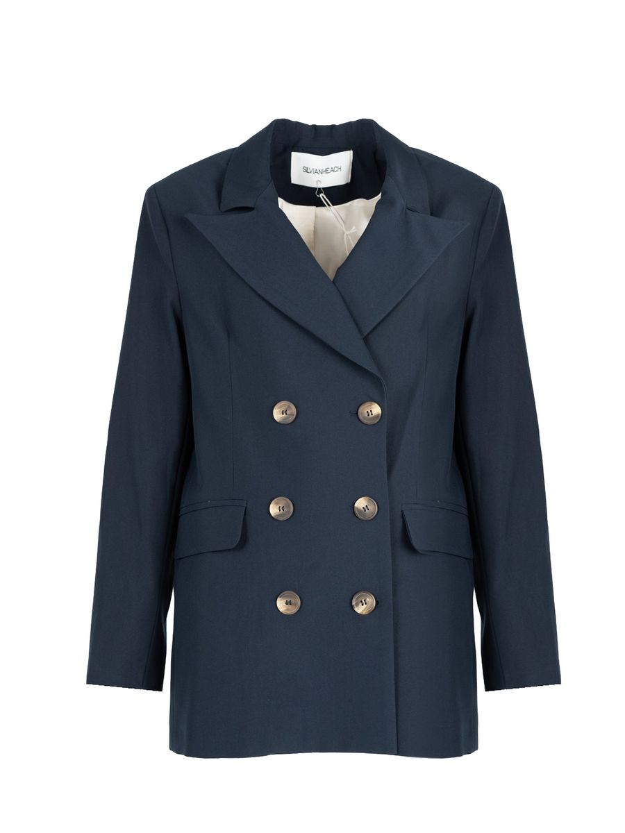 Zweireihiger Blazer mit steigendem Revers